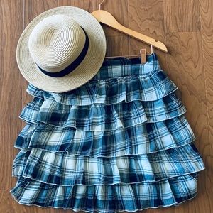 FIT TO GO Med Ruffled Plaid above ever knee skirt